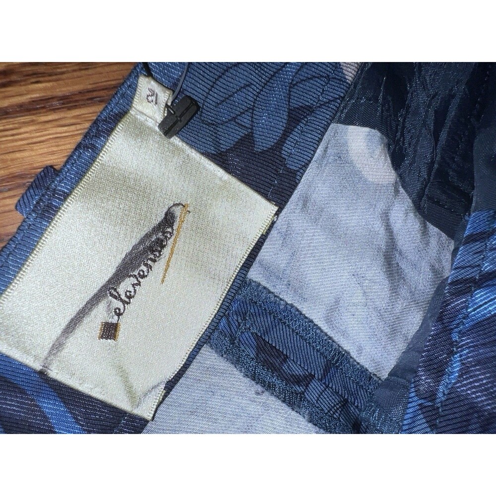Anthropologie Elevenses Pants Womens 12 Lunar Mum Floral Crop Blue Career New - Picture 8 of 11